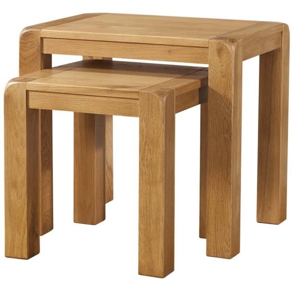 DAV nest tables storage oak wood dining living waxed contemporary