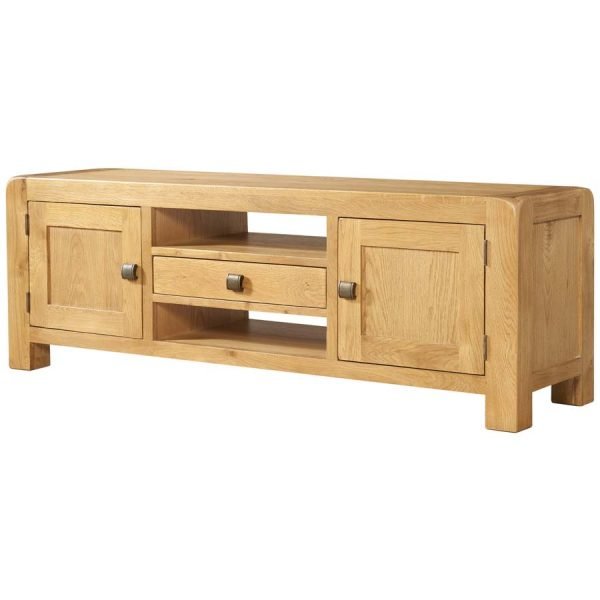DAV large tv unit entertainment storage oak wood dining living waxed contemporary