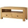 DAV corner tv unit entertainment storage oak wood dining living waxed contemporary