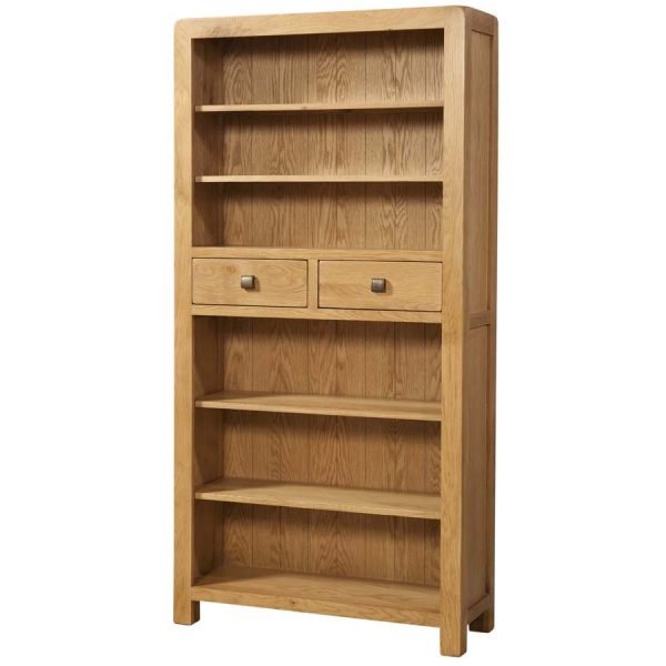 DAV tall large bookcase storage oak wood dining living waxed contemporary