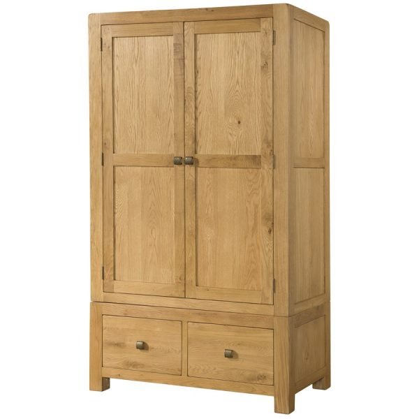 DAV hanging double wardrobe with drawers gents oak wood bedroom waxed contemporary