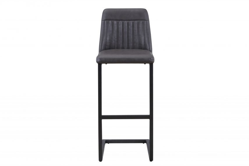 Vintage Grey Leather Bar Stool