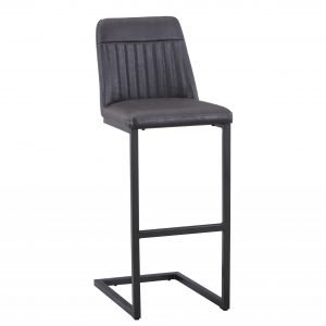 Vintage Grey Leather Bar Stool Hero