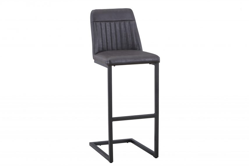 Vintage Grey Leather Bar Stool Hero
