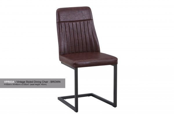 Vintage Styled Brown PU Leather Dining Chair Hero