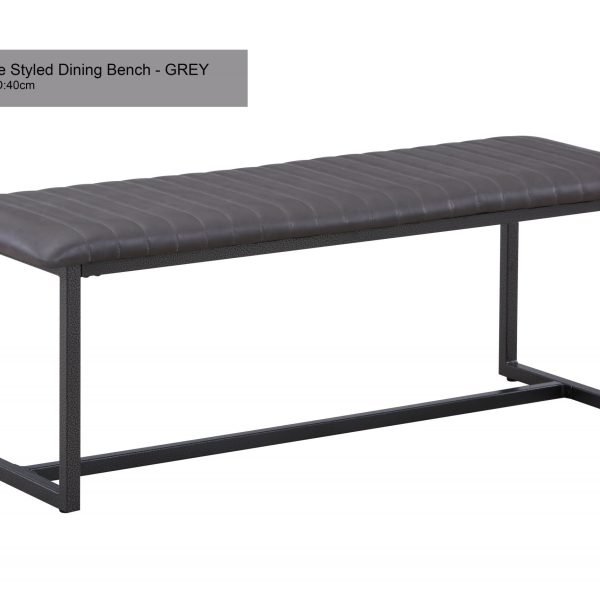 Vintage Styled Grey PU Leather Dining Bench Hero