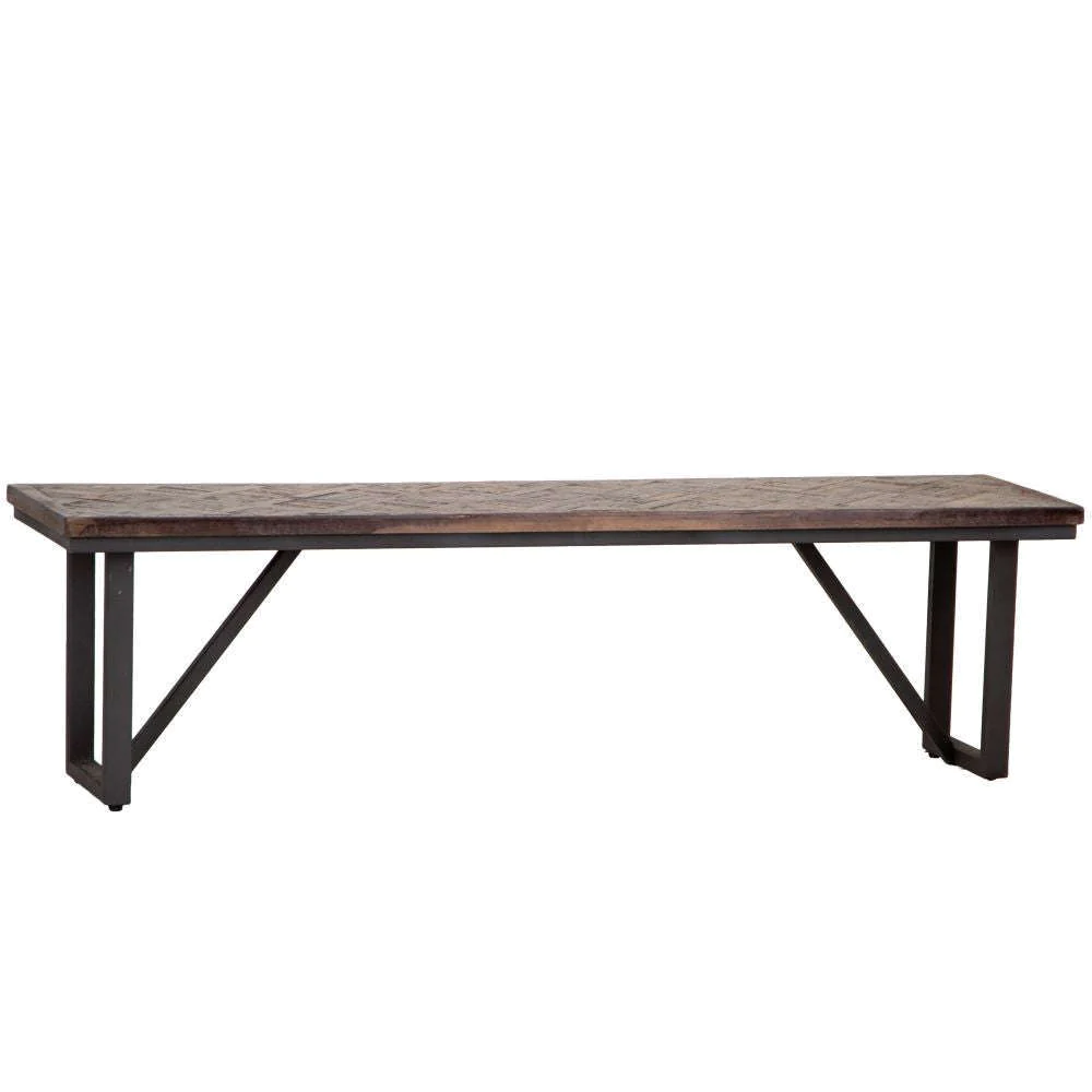 BA Dining 1.6m Dining Bench Teak & Iron Only Oak Furniture