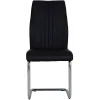 Black Faux Leather Cantilever Dining The Chair with Chrome Base