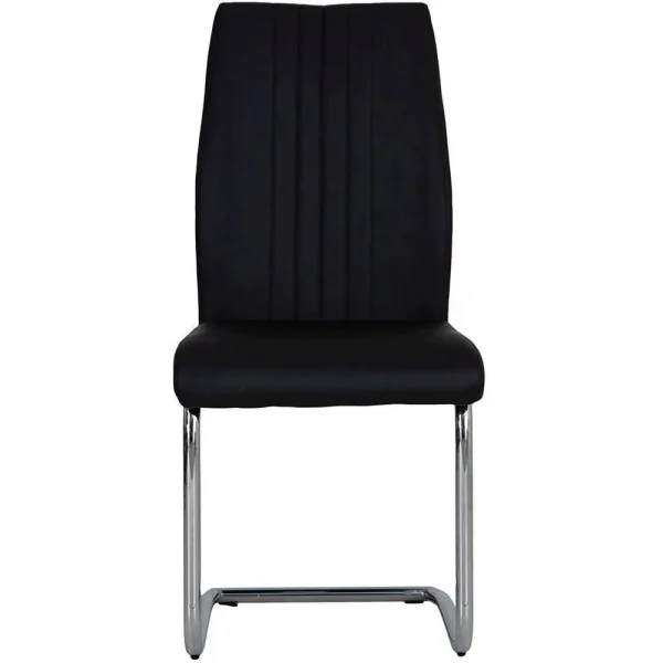 Black Faux Leather Cantilever Dining The Chair with Chrome Base