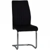 Black Faux Leather Cantilever Dining The Chair with Chrome Base