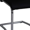 Black Faux Leather Cantilever Dining The Chair with Chrome Base