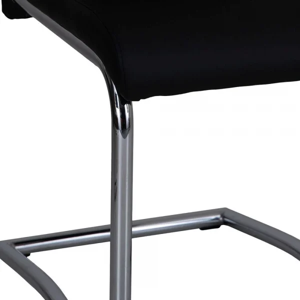 Black Faux Leather Cantilever Dining The Chair with Chrome Base