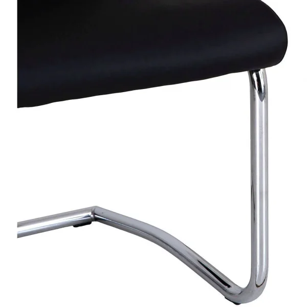 Black Faux Leather Cantilever Dining The Chair with Chrome Base