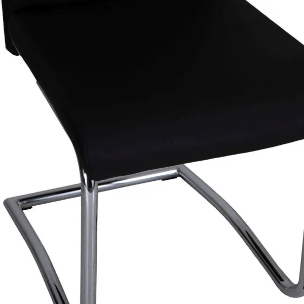 Black Faux Leather Cantilever Dining The Chair with Chrome Base