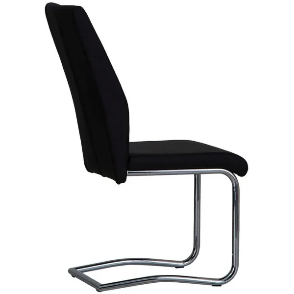 Black Faux Leather Cantilever Dining The Chair with Chrome Base