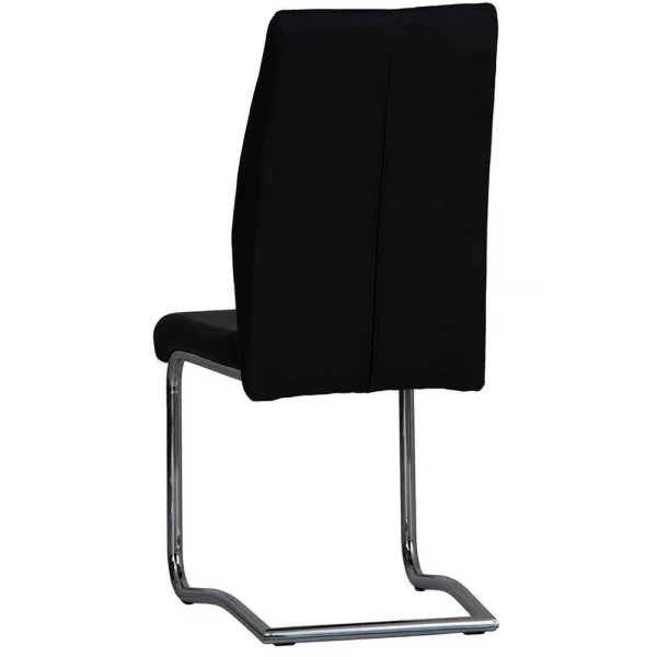 Black Faux Leather Cantilever Dining The Chair with Chrome Base