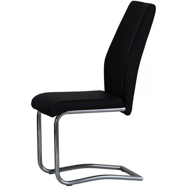 Black Faux Leather Cantilever Dining The Chair with Chrome Base