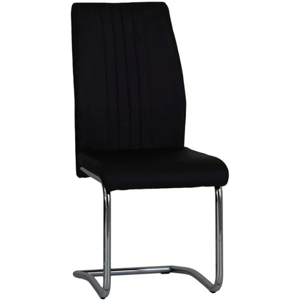 Black Faux Leather Cantilever Dining The Chair with Chrome Base