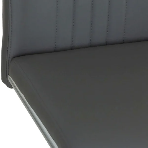 Dark Grey Faux Leather Cantilever Dining The Chair with Chrome Base