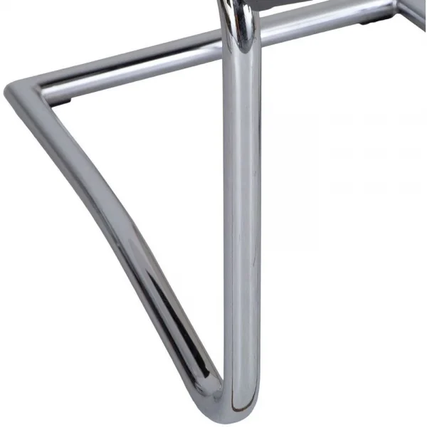 Dark Grey Faux Leather Cantilever Dining The Chair with Chrome Base
