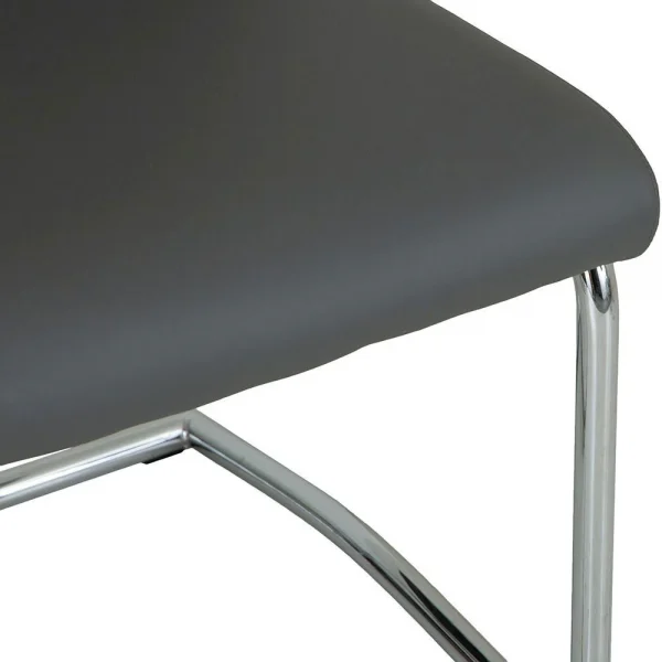 Dark Grey Faux Leather Cantilever Dining The Chair with Chrome Base