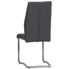 Dark Grey Faux Leather Cantilever Dining The Chair with Chrome Base