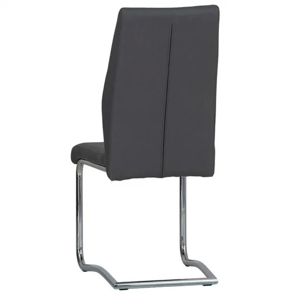 Dark Grey Faux Leather Cantilever Dining The Chair with Chrome Base
