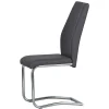 Dark Grey Faux Leather Cantilever Dining The Chair with Chrome Base