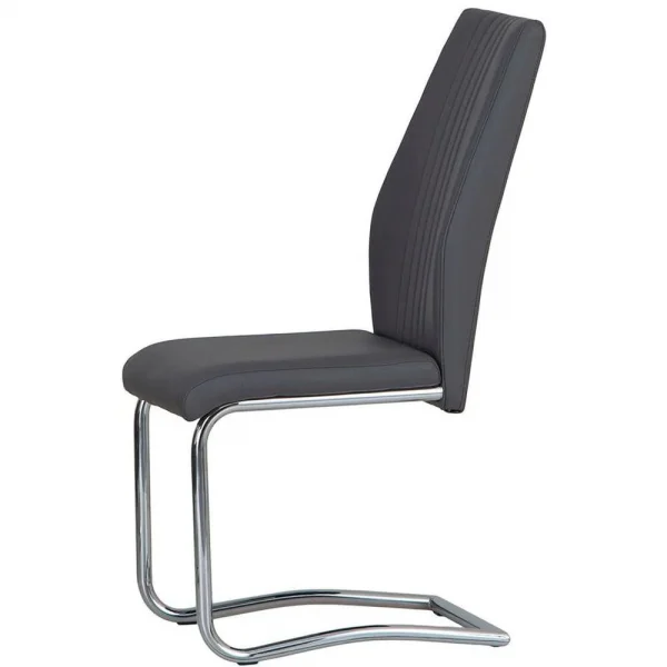 Dark Grey Faux Leather Cantilever Dining The Chair with Chrome Base