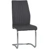 Dark Grey Faux Leather Cantilever Dining The Chair with Chrome Base Hero