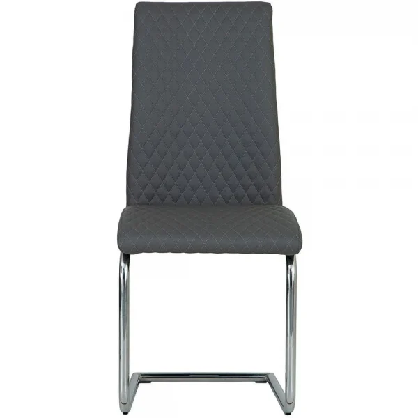 Diamond Stitch Upholstery Dark Grey Faux Leather Dining The Chair