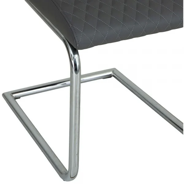 Diamond Stitch Upholstery Dark Grey Faux Leather Dining The Chair
