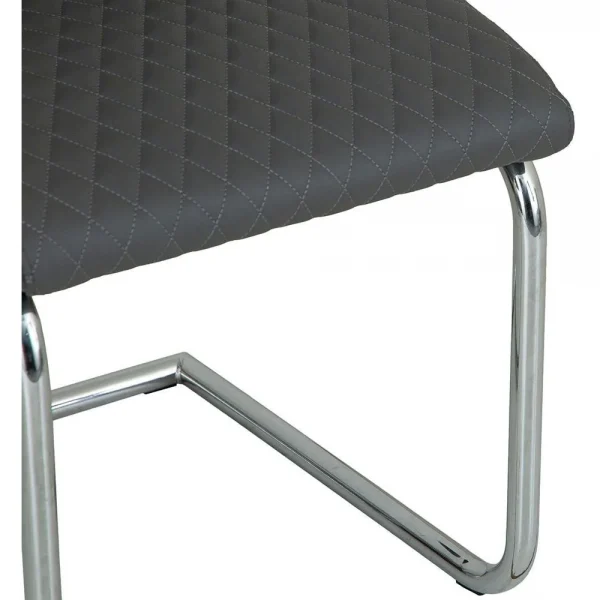 Diamond Stitch Upholstery Dark Grey Faux Leather Dining The Chair