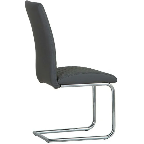 Diamond Stitch Upholstery Dark Grey Faux Leather Dining The Chair
