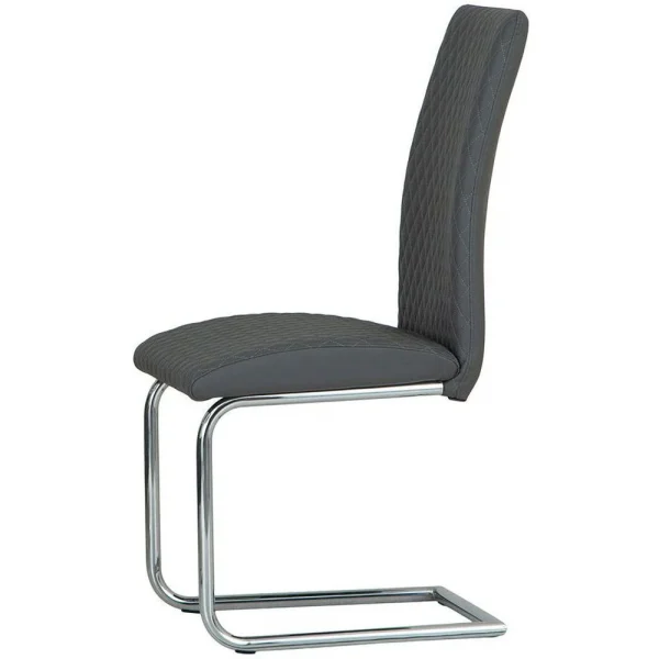 Diamond Stitch Upholstery Dark Grey Faux Leather Dining The Chair