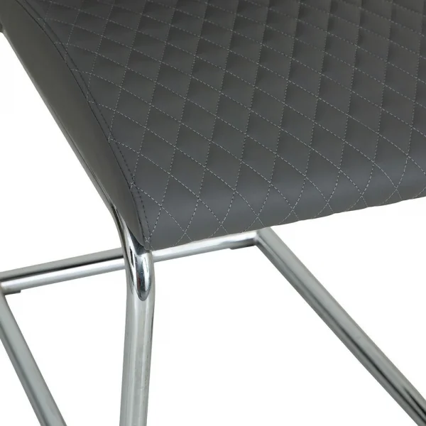 Diamond Stitch Upholstery Dark Grey Faux Leather Dining The Chair