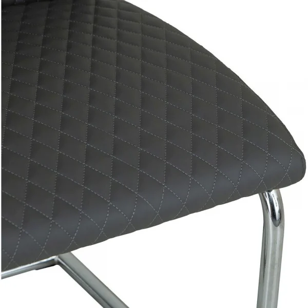 Diamond Stitch Upholstery Dark Grey Faux Leather Dining The Chair