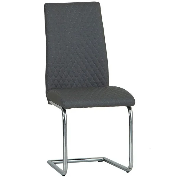 Diamond Stitch Upholstery Dark Grey Faux Leather Dining The Chair Hero