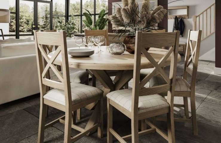 HO Dining Occasional Large Round Table Smoked Oak Hero