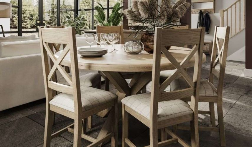 HO Dining Occasional Large Round Table Smoked Oak Hero