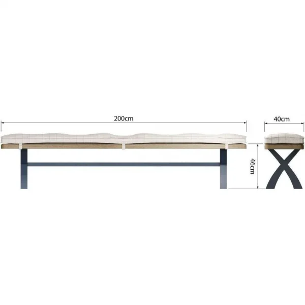 HOP Dining Occasional Blue M Cross Legged Bench