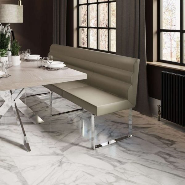 ID Dining 2.2m Dining Bench with Back in Taupe Only Oak Furniture