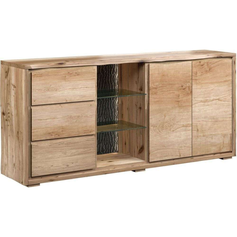 Live Edge Natural Large Sideboard with LED Light Natural Finish Only Oak Furniture