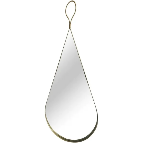 Mirror Collection Gold Mirror with Brown leather Hanging Strap