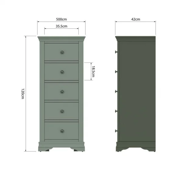 SW Bedroom Drawer Narrow Chest Cactus Green