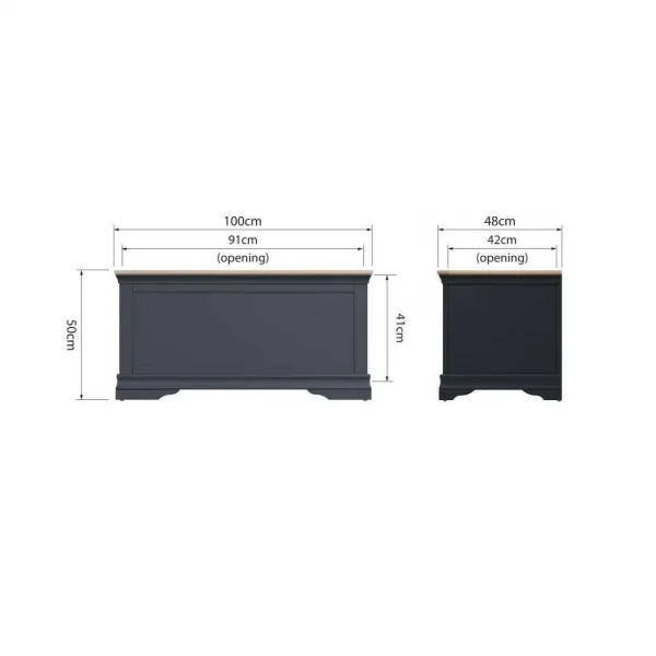 SW OAK Bedroom Blanket Box Dark Grey