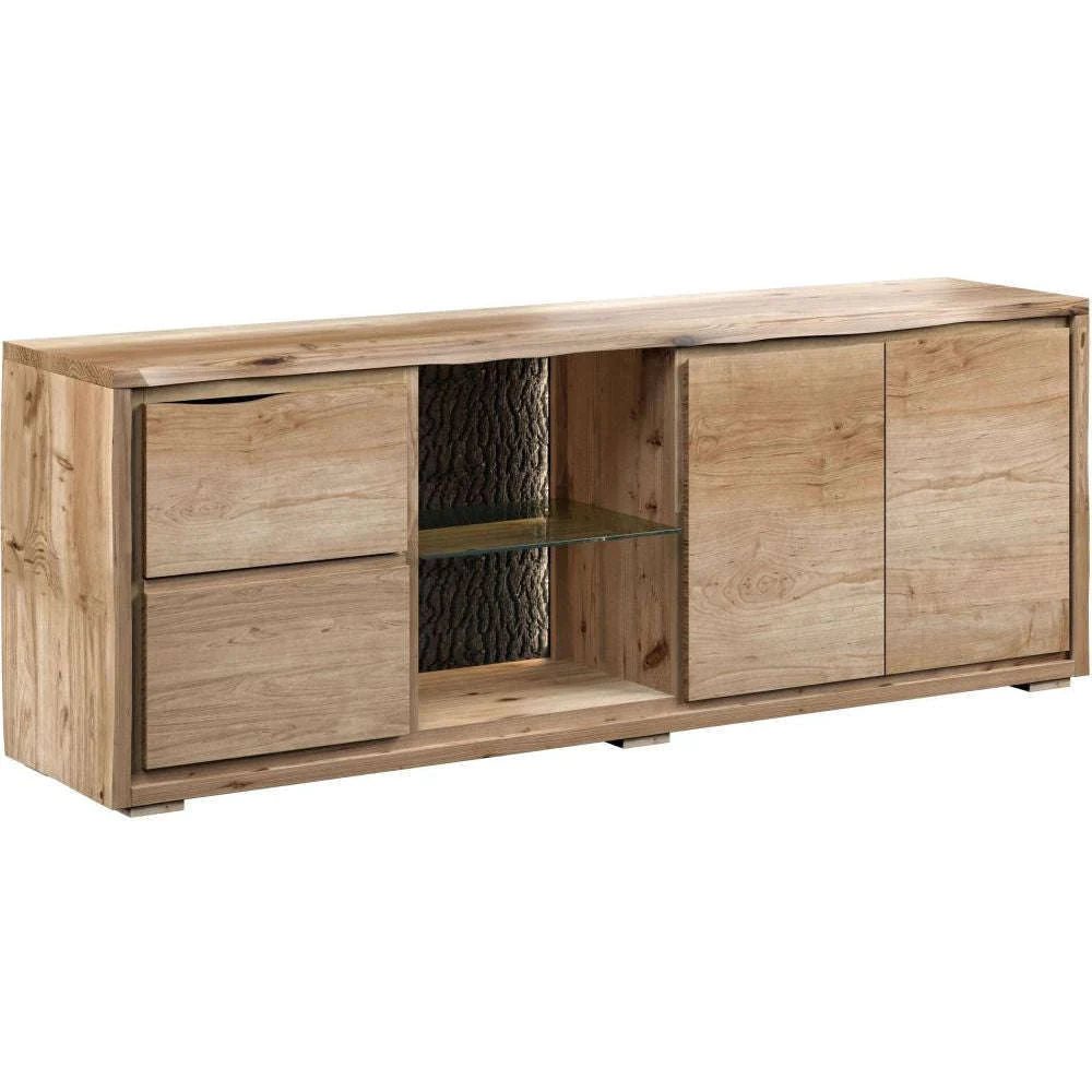 TV Cabinet with LED Light Natural Finish Only Oak Furniture