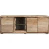 TV Cabinet with LED Light Natural Finish