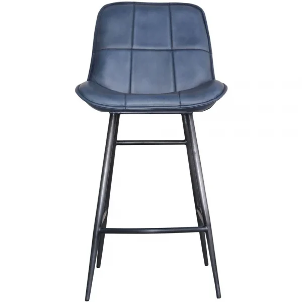 The Chair Collection Leather Iron Bar Chair Blue