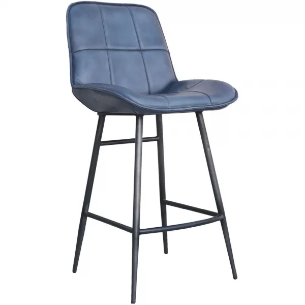 The Chair Collection Leather Iron Bar Chair Blue Hero